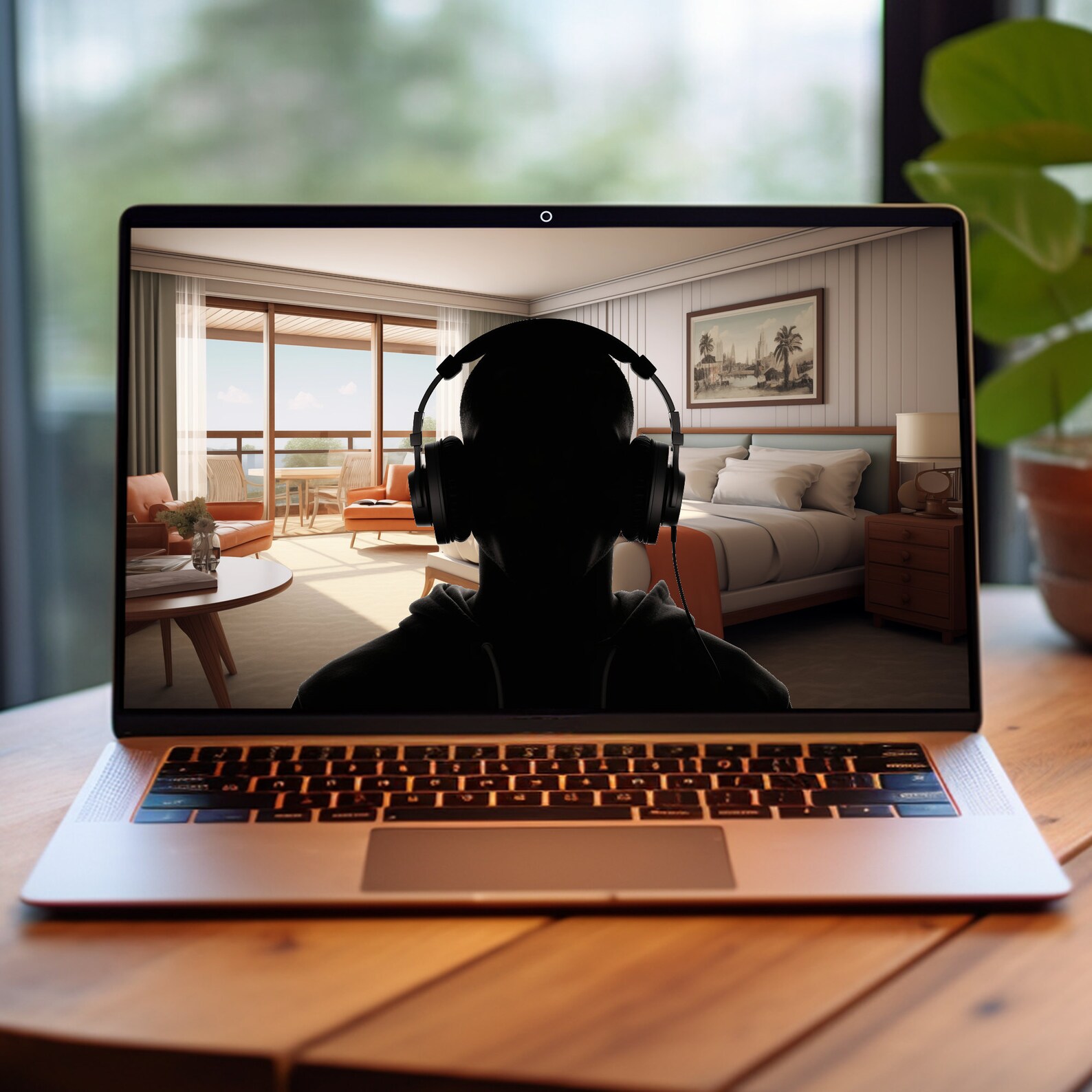 Luxurious Hotel Room Background Image for Online Meetings, Virtual ...