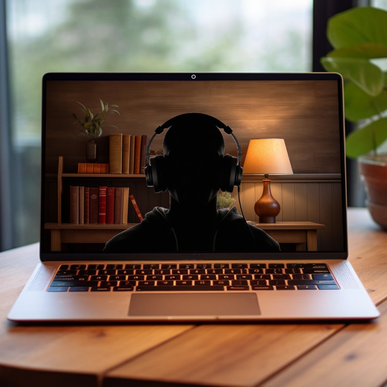 Side Table, Lamp, Bookshelf Background Image for Online Meetings