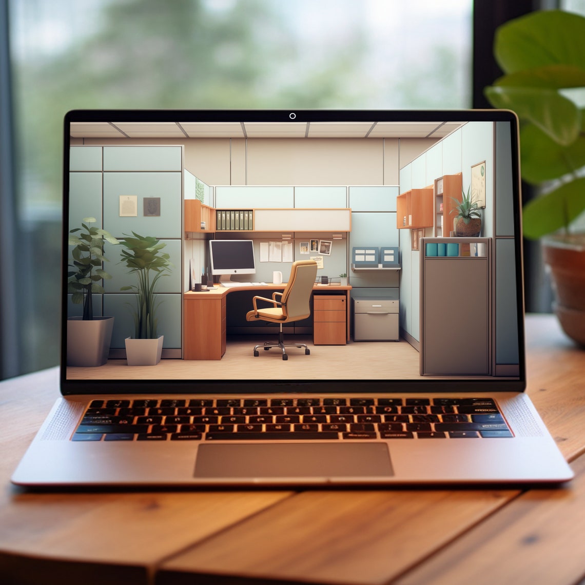 Virtual Background Image for Online Meetings, Modern Office Cubicle ...