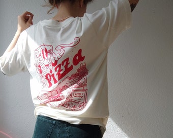 Pizzas | T-shirt de dessin animé rétro | T-shirt unisexe | t-shirt surdimensionné