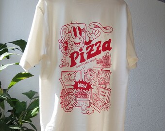 Voici comment procéder : Pizza | T-shirt de dessin animé rétro | T-shirt unisexe | t-shirt surdimensionné