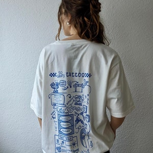 Comment faire : Tatouage T-shirt de dessin animé rétro T-shirt unisexe T-shirt oversize image 3