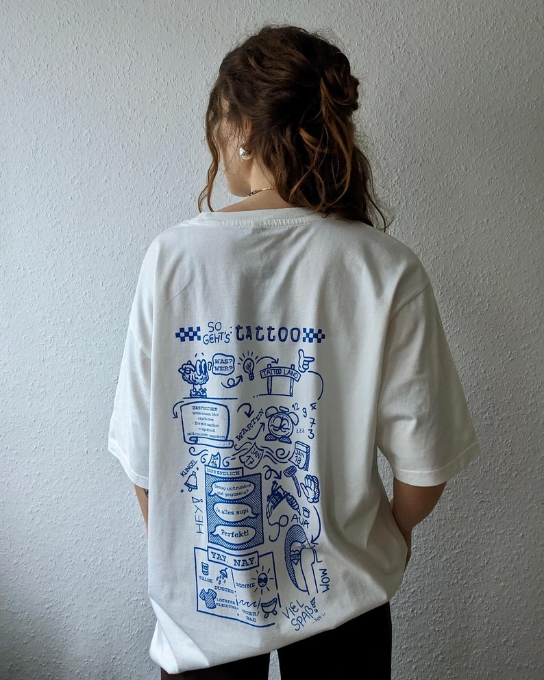 Comment faire : Tatouage T-shirt de dessin animé rétro T-shirt unisexe T-shirt oversize image 3