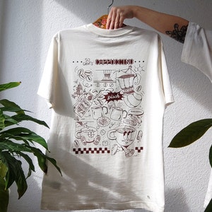 Voici comment ça marche : Cappuccino T-shirt de dessin animé rétro t-shirt unisexe t-shirt surdimensionné image 1