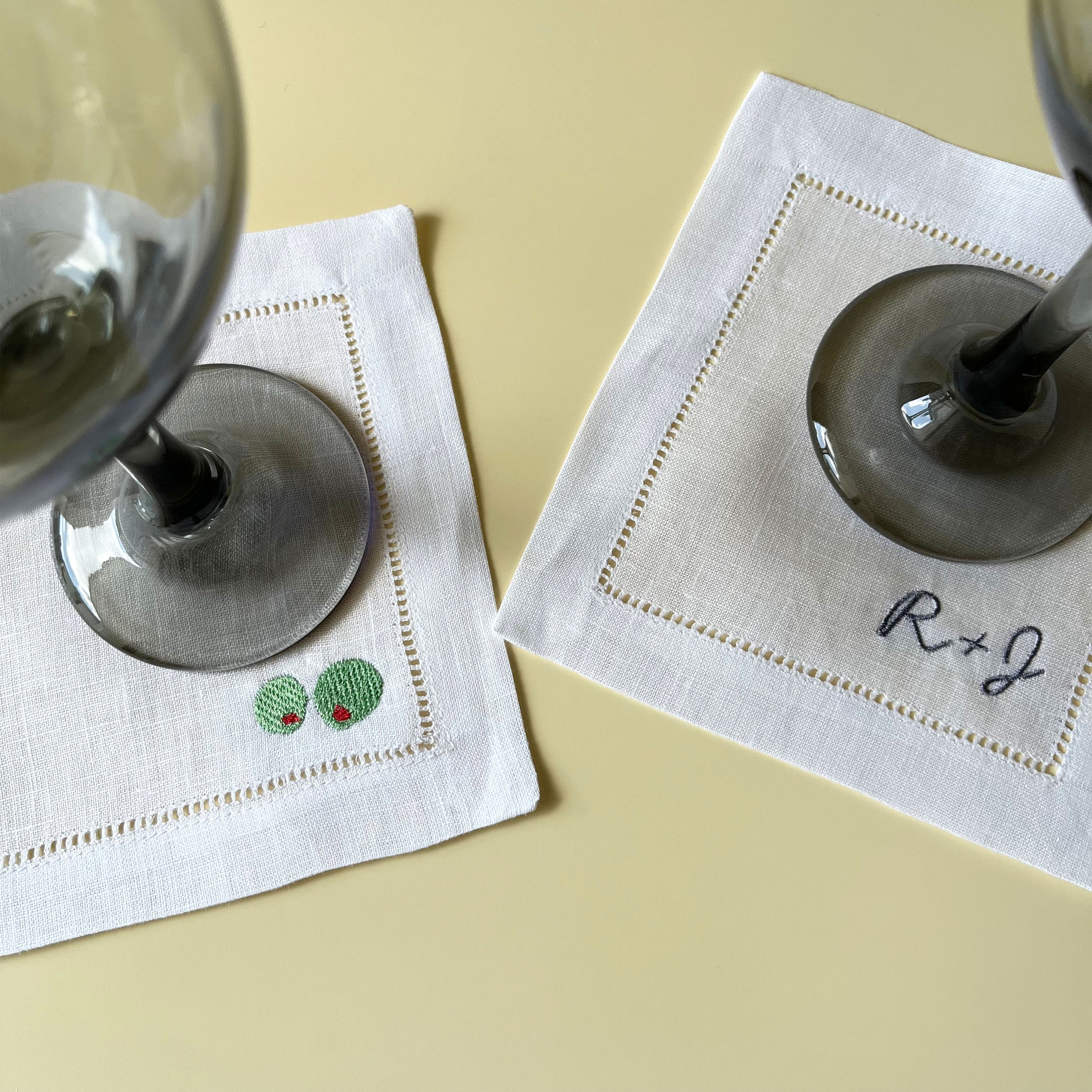 Custom Embroidered Linen Cocktail Napkin With Personalized Initials and ...