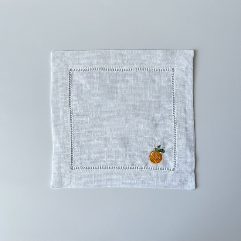 ShopKindlyMadeCo Embroidered Linen Cocktail Napkins - Thumbnail 2
