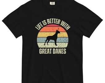 life is better with great danes tee shirt, dog tee shirt, dog lover shirt, gift for dog mom, comfort colors garment-dyed heavyweight t-shirt