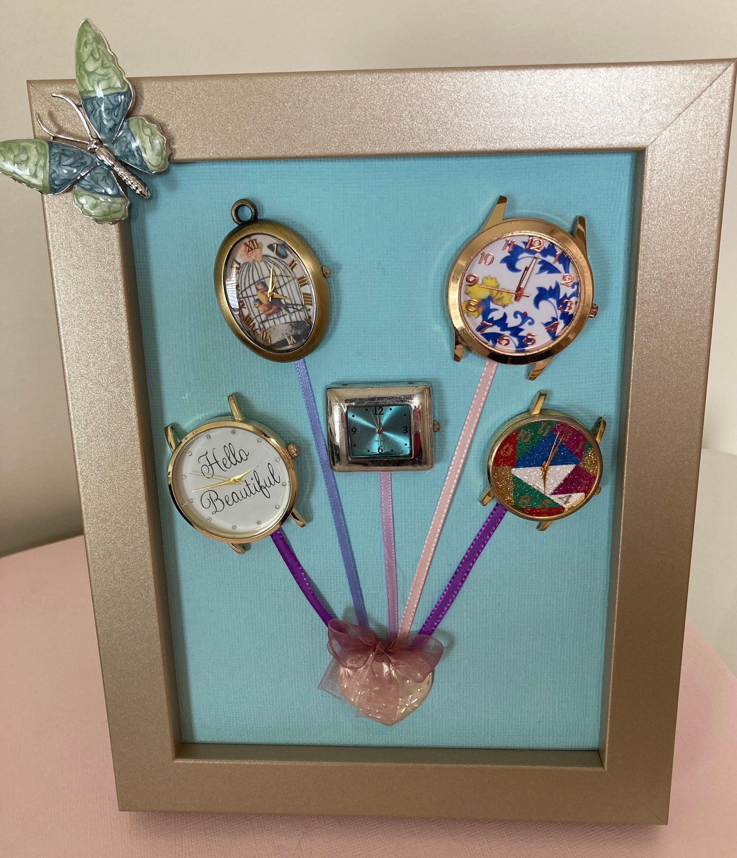 Framed Watch Bouquet, Unique Design, I Love Watches Green Background is ...