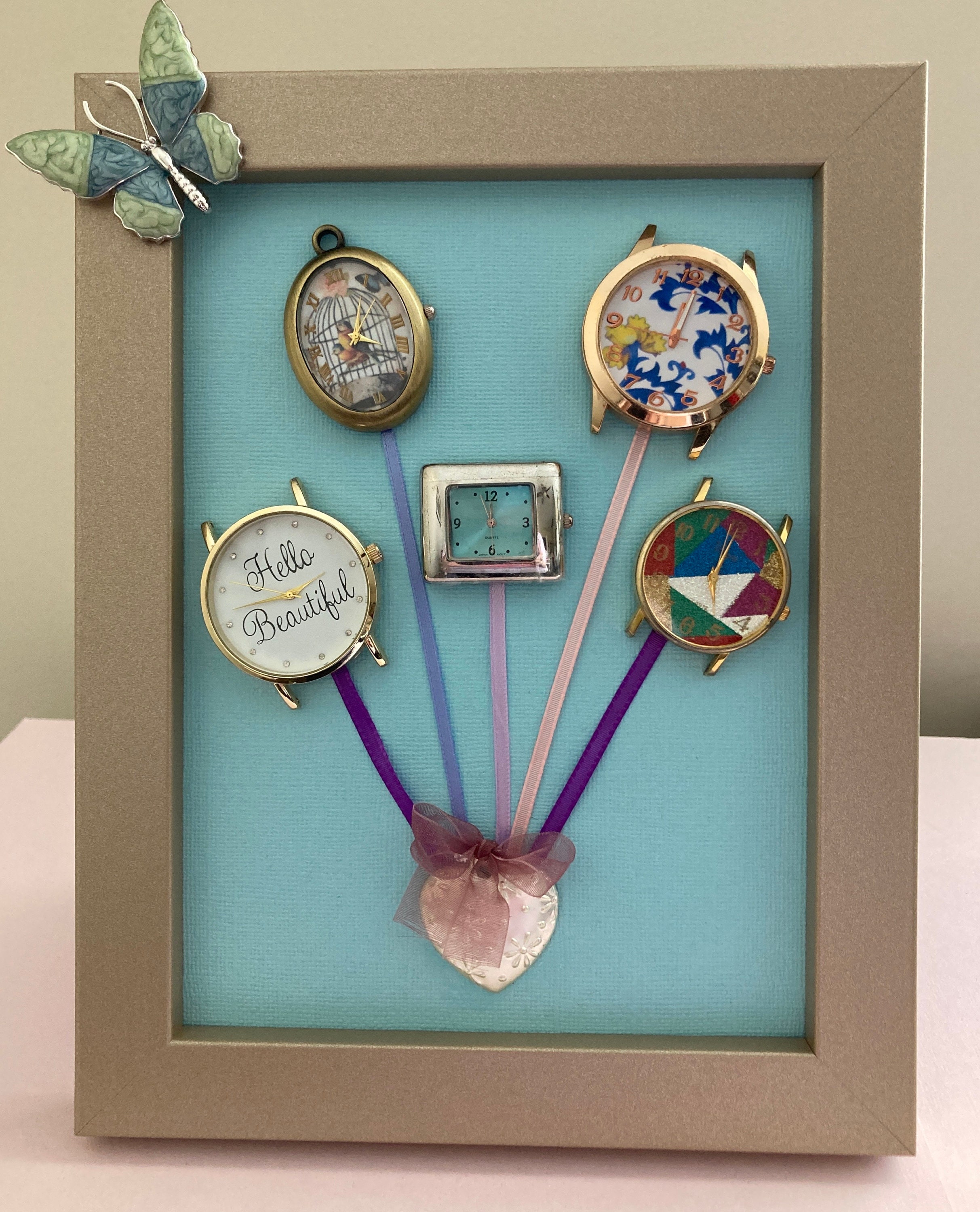 Framed Watch Bouquet, Unique Design, I Love Watches Green Background is ...