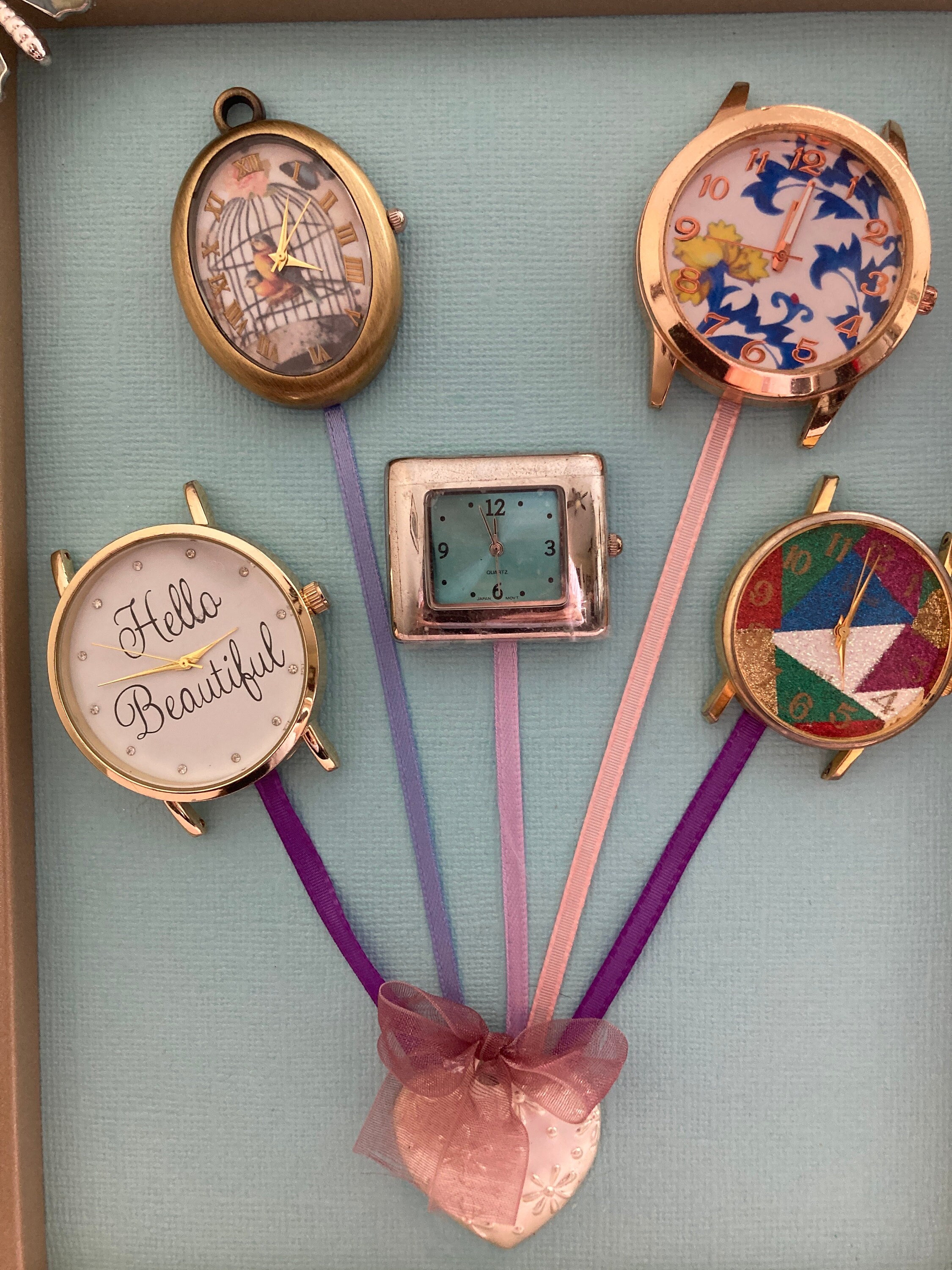 Framed Watch Bouquet, Unique Design, I Love Watches Green Background is ...