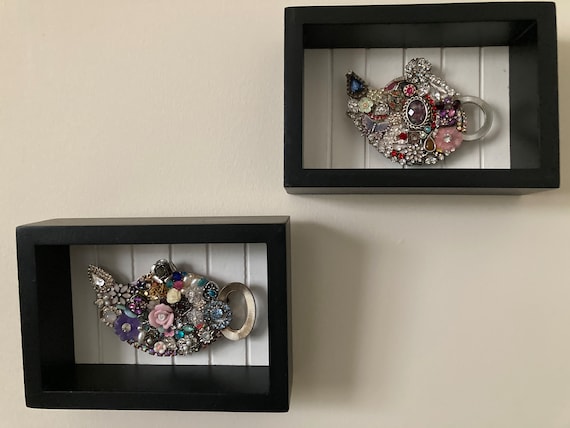 Dimensional Teapot Shadow Box, Vintage Teapot Art, Shiplap Kitchen Decor, Cottagecore Wall Art