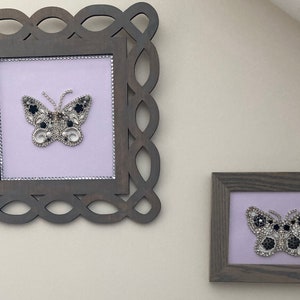 Framed Jewelry Art, Butterflies, Unique Designs, Shabby Chic Decor,  Vintage Jewelry, nature