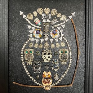 Owl Framed Jewelry, Owl jewelry in Owl design, Framed Jewelry Art, Rustic Charm, Must have for Owl lovers