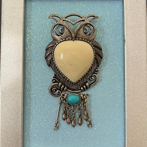 Framed Owl Jewelry, For owl lovers, Unique piece, Framed jewelry, One of a Kind