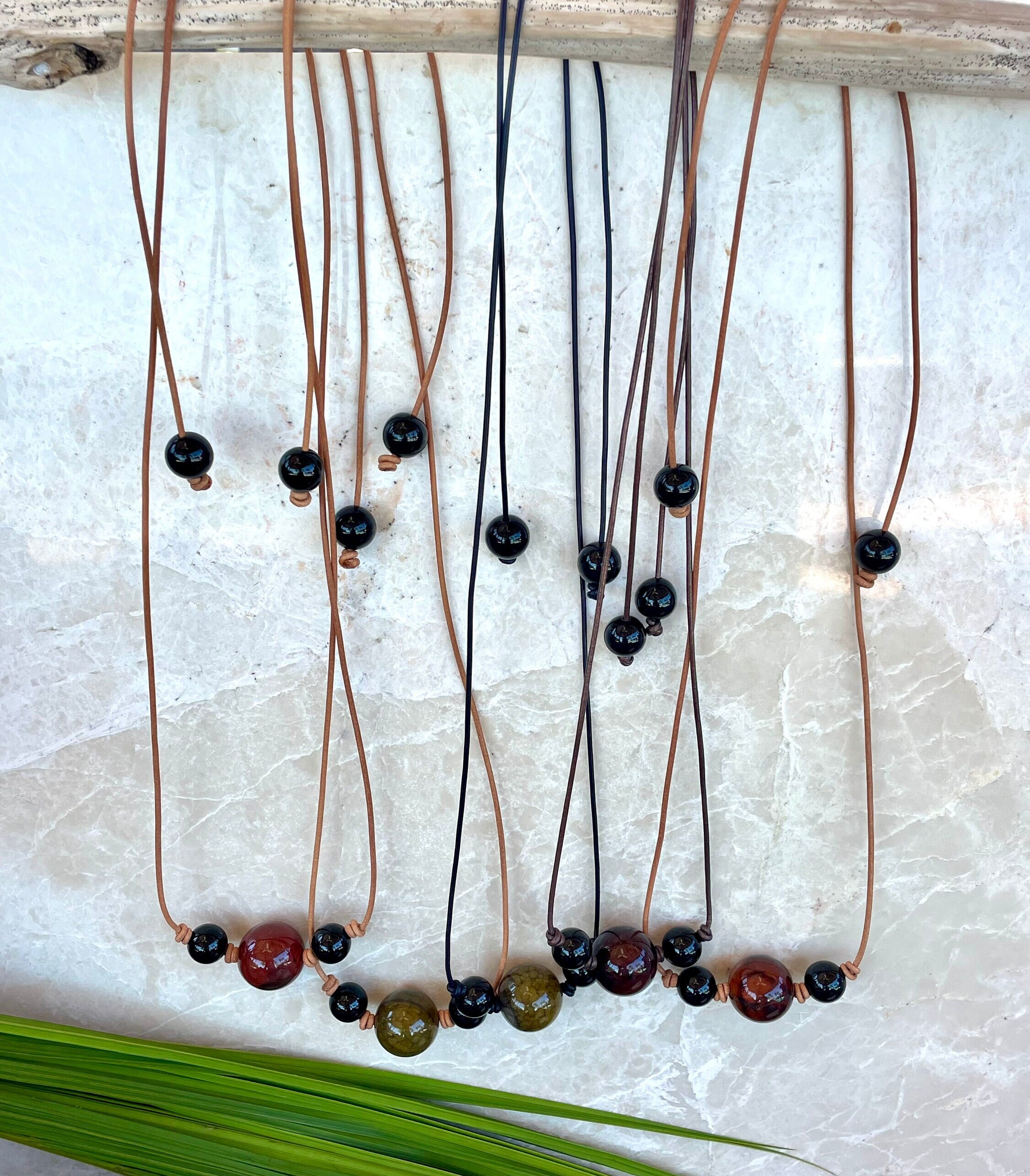 Collier Onyx Agate Botswana Et Argent Sterling 925 Fait Main - Longueur 20,5 Pouces, Pierre Naturelle Multicolore