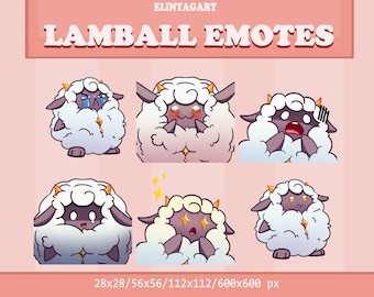 Lamball emotes set | Palworld | Twitch, Discord, YouTube | Cute kawaii lamb emoji pack