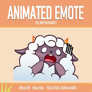 Animated emote Lamball shocked  |  Palworld  |  Twitch  | Discord  |  YouTube  | Emoji | Chibi  |  Cute  |  Kawaii  | Sheep  Emote |