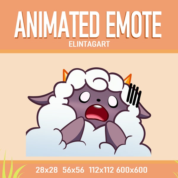 Animated emote Lamball shocked  |  Palworld  |  Twitch  | Discord  |  YouTube  | Emoji | Chibi  |  Cute  |  Kawaii  | Sheep  Emote |