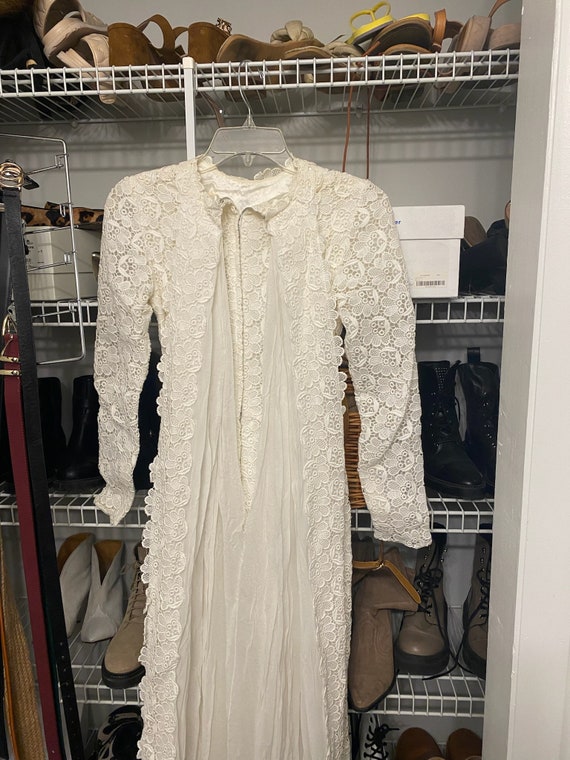 Vintage boho floral lace wedding dress train 1960… - image 5