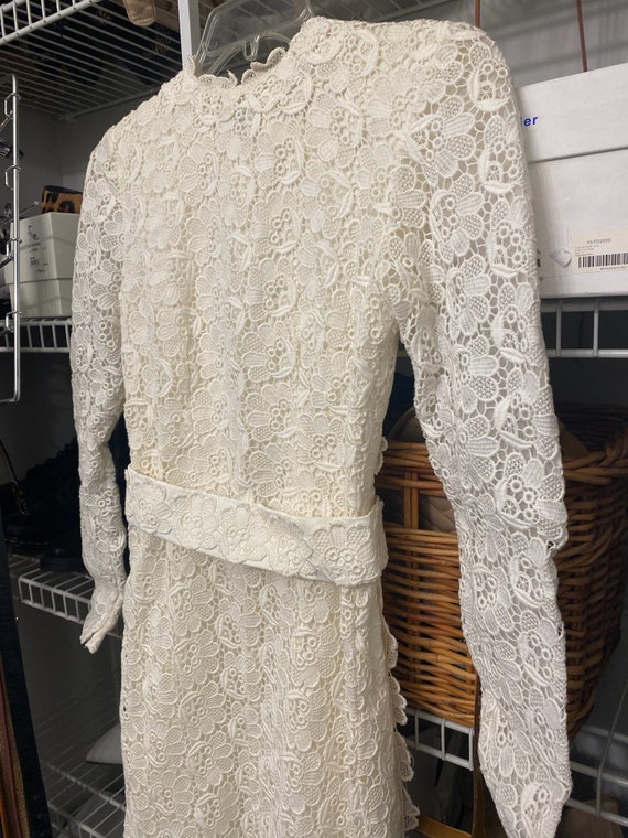 Vintage boho floral lace wedding dress train 1960… - image 3