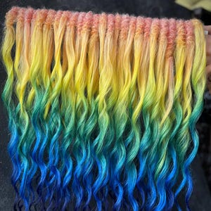 Rainbow Curly Synthetic Dreadlocks: Double Ended Boho Dreads