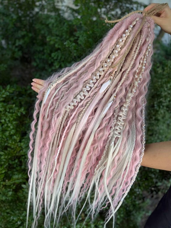 Unicorn Pink Curly Synthetic Dreadlocks: Double Ended Hair  display picture 3