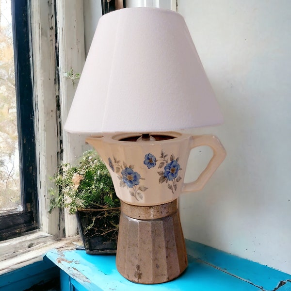 Lamp with Moka coffee maker, rustic lamp, original lamp, particular lamp, transformed lamp, lamp for home, unique lamp