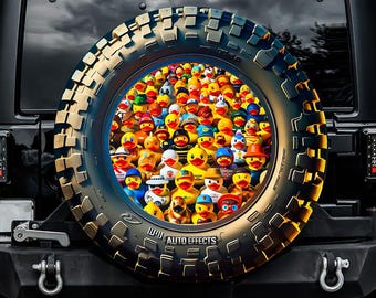 Rubber Duck Army in Tire Spare Tire Cover, No Camera Hole, For Jeep, For Bronco, For Camper, For RV, For SUV, Ducked
