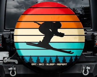 Eat Ski Sleep Repeat Spare Tire Cover [No Camera Hole]