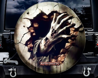 Reservewielhoes in de vorm van een zombiehand, zonder cameragat, voor Jeep, Bronco, FJ Cruiser, camper, caravan, SUV, Halloween, eng