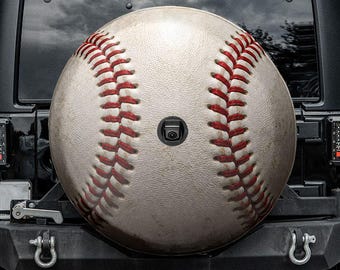 3D honkbal (bijgewerkte versie) reservewielhoes met camera-opening, voor Jeep, Bronco, FJ Cruiser, camper, caravan, SUV