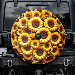 Sunflower Bouquet Spare Tire Cover, With Camera, For Jeep, For Bronco, For FJ Cruiser, For Camper, For RV, For SUV, For Her