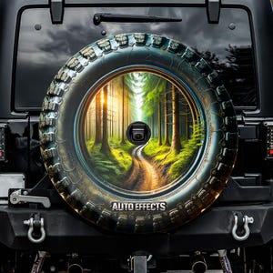 Forest in Tire Spare Tire Cover, With Camera Hole, For Jeep, For Bronco, For Camper, For RV, For SUV
