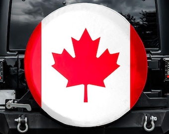 Canadian Flag Spare Tire Cover, No Camera Hole, For Jeep, For Bronco, For FJ Cruiser, For Camper, For RV, For SUV