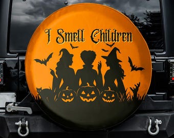 Bunch of Hocus Pocus Spare Tire Cover, No Camera Hole, For Jeep, For Bronco, For FJ Cruiser, For Camper, For RV, For SUV, Halloween