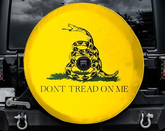 Don't Tread on Me Spare Tire Cover, With Camera Hole, For Jeep, For Bronco, For FJ Cruiser, For Camper, For RV, For SUV