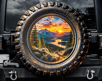 Mountain View in reservewielhoes, zonder camera-uitsparing, voor Jeep, Bronco, FJ Cruiser, camper, caravan, SUV