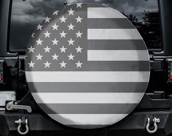 All American - Monochrome Spare Tire Cover, No Camera Hole, For Jeep, For Bronco, For FJ Cruiser, For Camper, For RV, For SUV