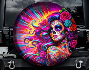 Catrina Bonita Spare Tire Cover, No Camera Hole, For Jeep, For Bronco, For FJ Cruiser, For Camper, For RV, For SUV