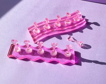 Pink False Nail Tip Holders for Nail Art