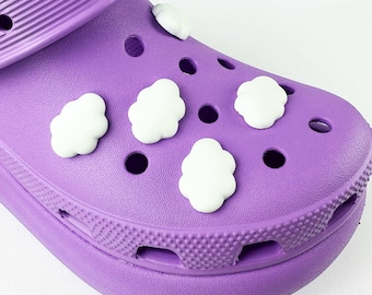 Białe zawieszki do butów w kształcie chmurek Kawaii, pojedynczo lub w zestawie