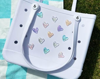 Jelly Shimmer Heart Bogg Bag Charms