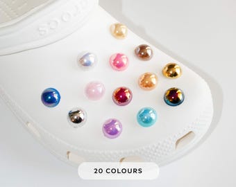 20 Colours Pearl Shoe Charms | Packs Set or Single Charm | White Ivory Holographic