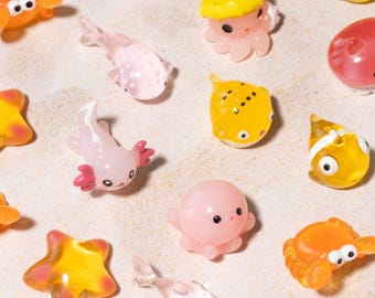 Assorted Kawaii Sea Creatures Resin Charms | DIY Craft Supplies