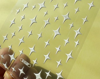 Matte White 3D Star Nail Art Decal Stickers