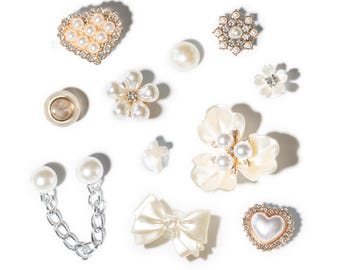 40+ Pearl Clog Shoe Charms | Bling, Silver and Gold
