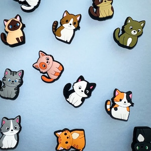 子猫の靴チャーム | 三毛猫、シャム猫、タビー猫、ブリティッシュショートヘア、黒猫の靴用チャーム