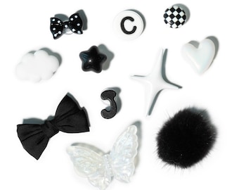 80+ Black and White Shoe Charms | Monochrome, Jelly, Animals, Flowers, Bows, Hearts and Stars