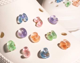 Mini Glitter Aurora Bubble Letter Alphabet Resin Shoe Charms | Personalised Name Shoe Charm