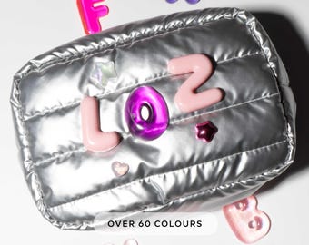 Custom Bubble Font Letter Pins – Y2K Bag Charms, 60+ Colours